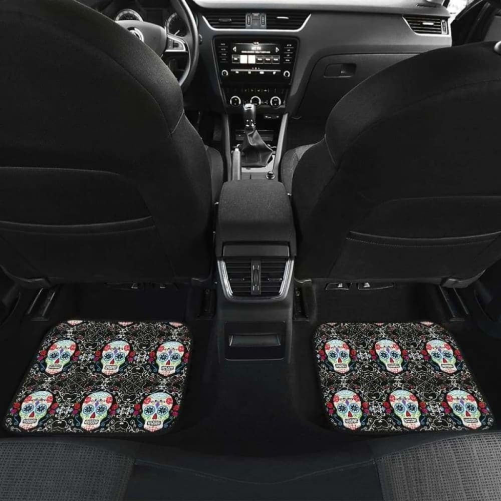 Set Of Pcs Floral Sugar Skull Car Mats