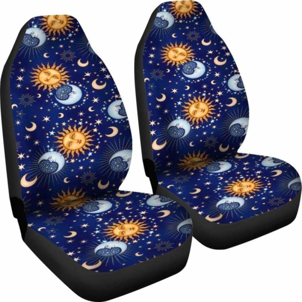 Sun And Moon Blue Car Seat Covers