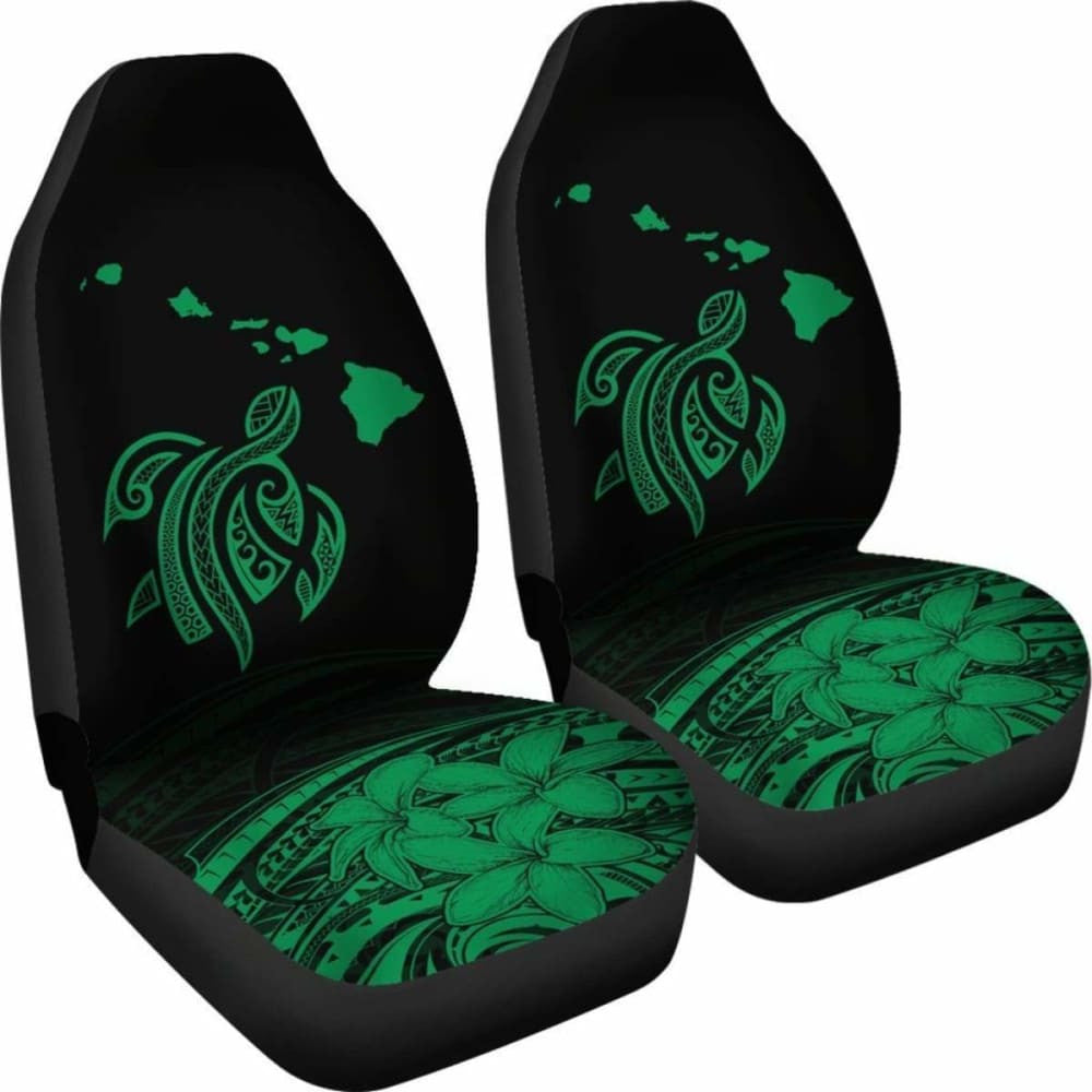 Hawaii Map Plumeria Polynesian Green Turtle Car Set Covers - New - Awesome