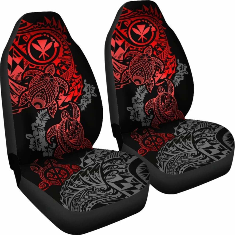 Hawaii Polynesian Seat Covers - Red Kanaka Maoli Turtle Tattoo Hibiscus Turtle Flowing - Amazing