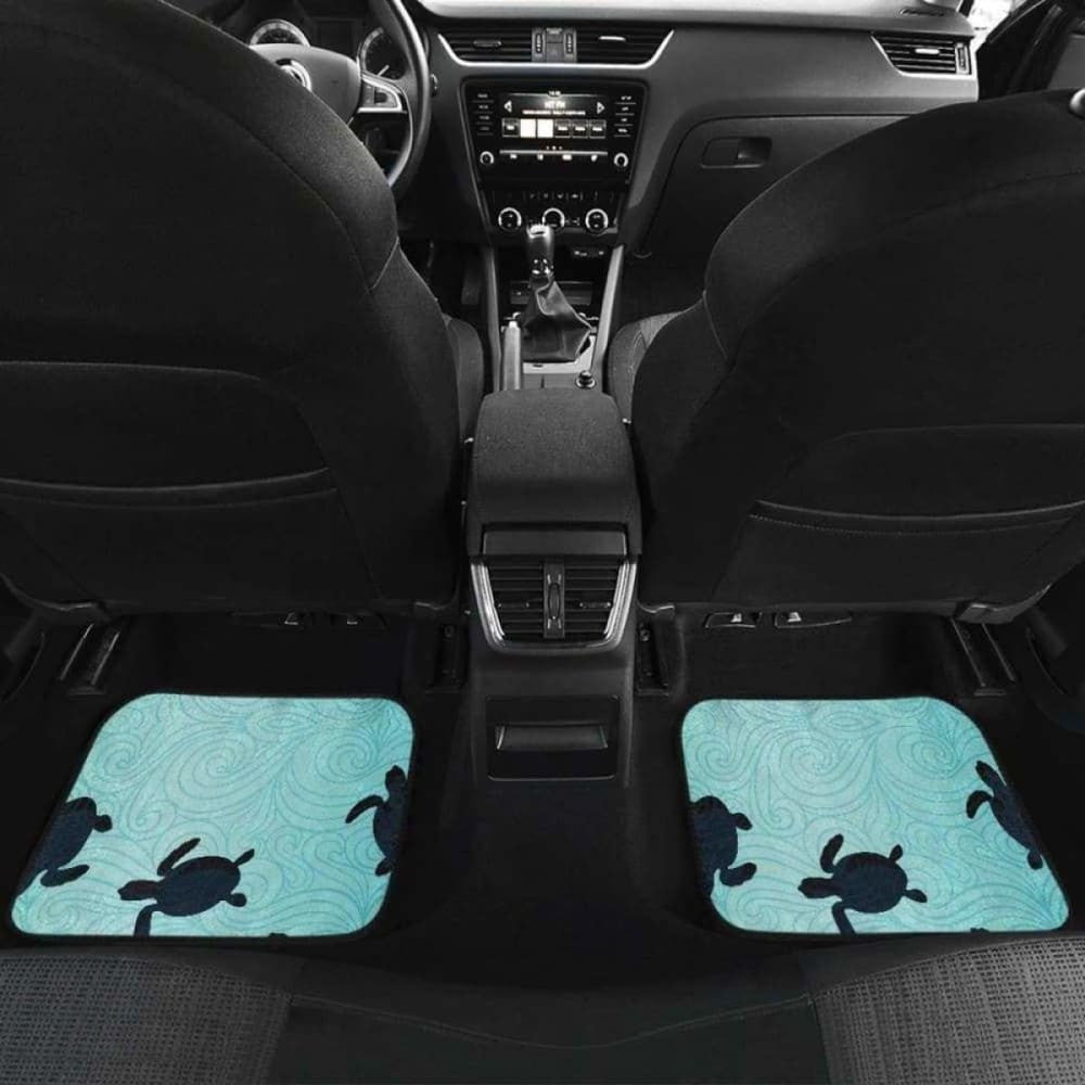Sea Turtle With Blue Ocean Backgroud Front And Back Car Mats