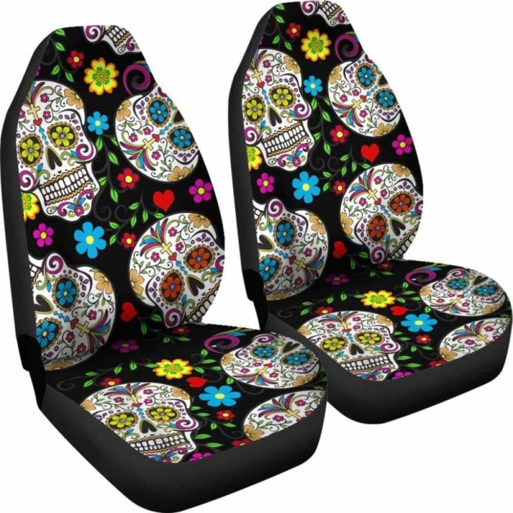 Set Of Beautiful Sugar Skull Seat Covers