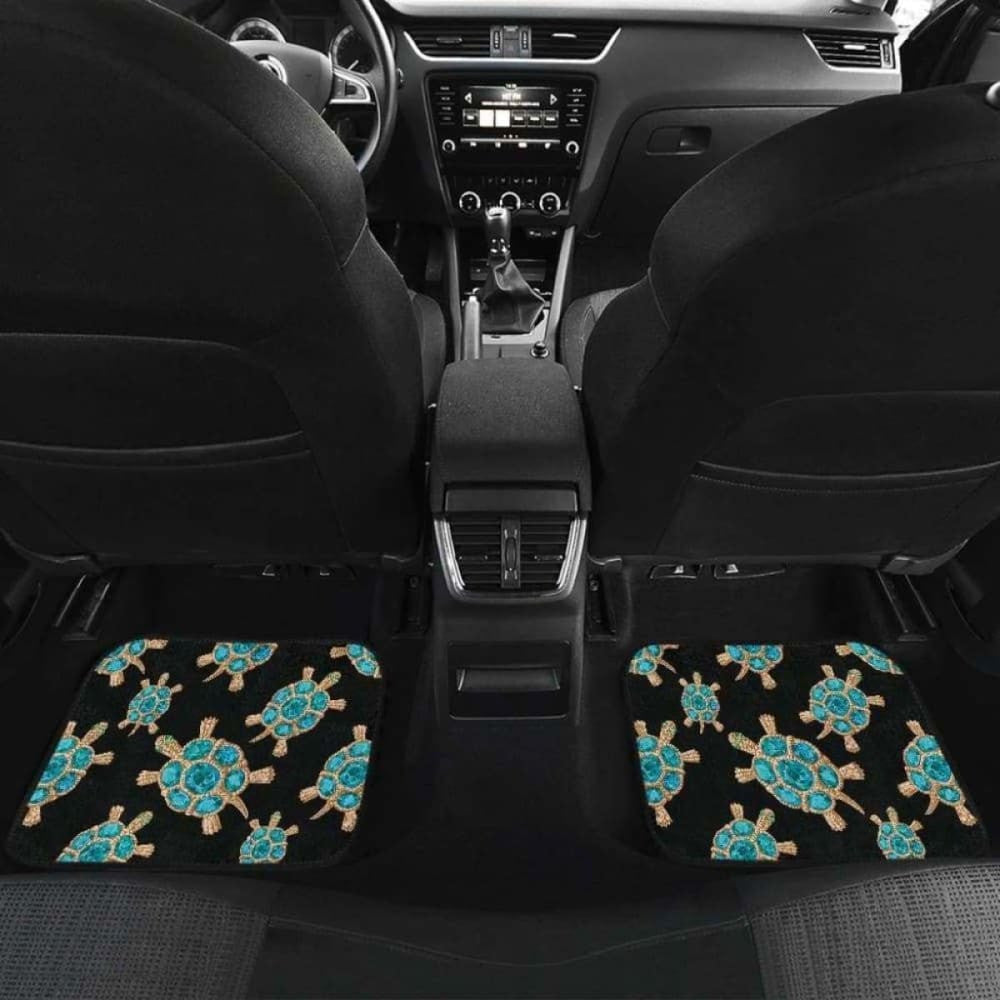 Sea Turtle Blue Stone Pattern Front And Back Car Mats