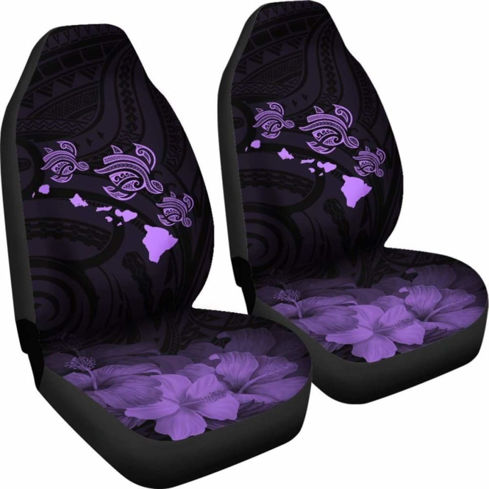 Hawaii Hibiscus Map Polynesian Ancient Violet Turtle Car Set Covers - New - Awesome
