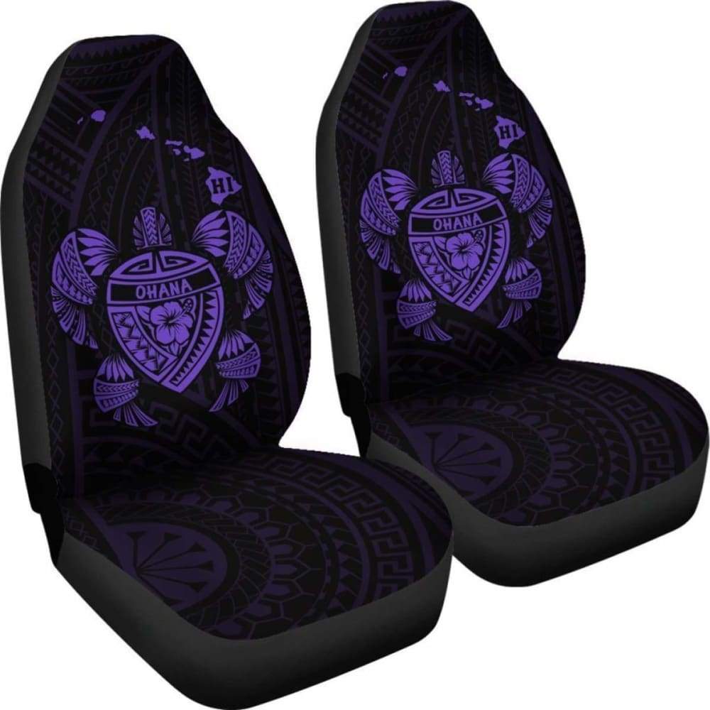 Hawaii Turtle Hibiscus Map Car Seat Covers - Purple - New -