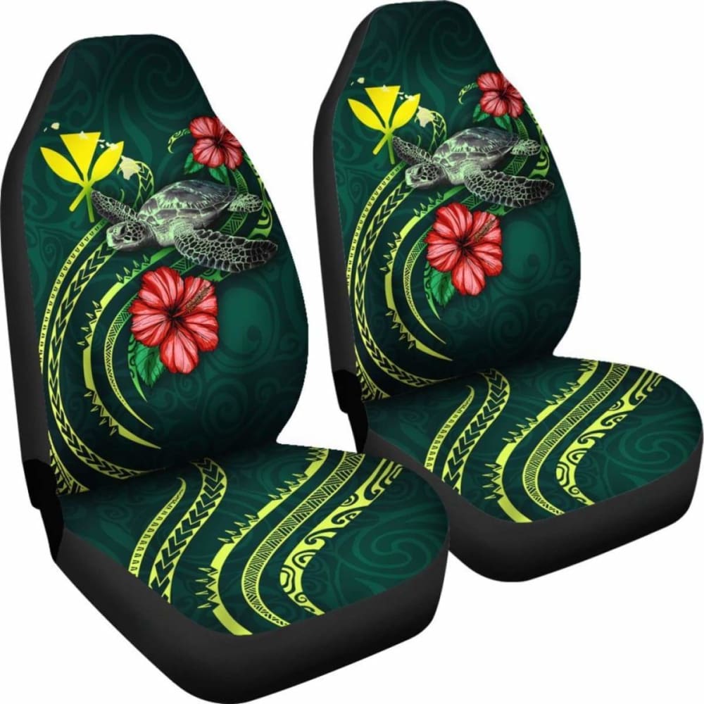 Hawaii Polynesian Car Seat Covers - Green Turtle Hibiscus - New