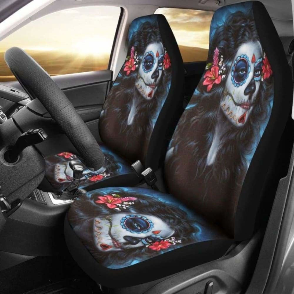 Set Pcs Beautiful Girl Seat Cover Sugar Skulls