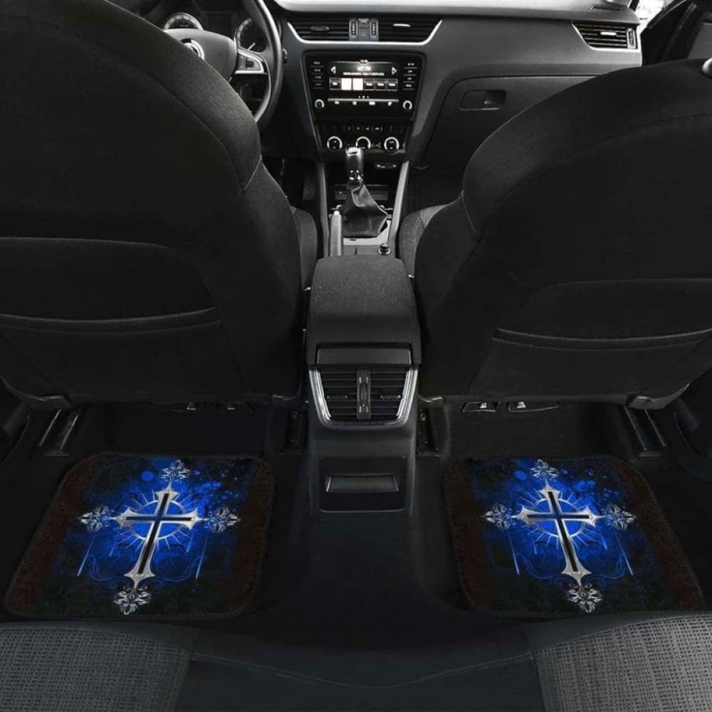 Silver Cross Blue Art Car Floor Mats