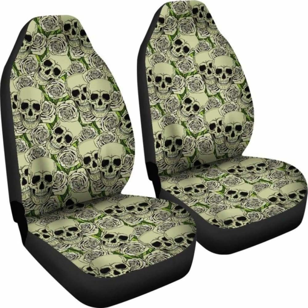Set Of - Day Of The Dead - Gothic Skulls Car Seat Cover