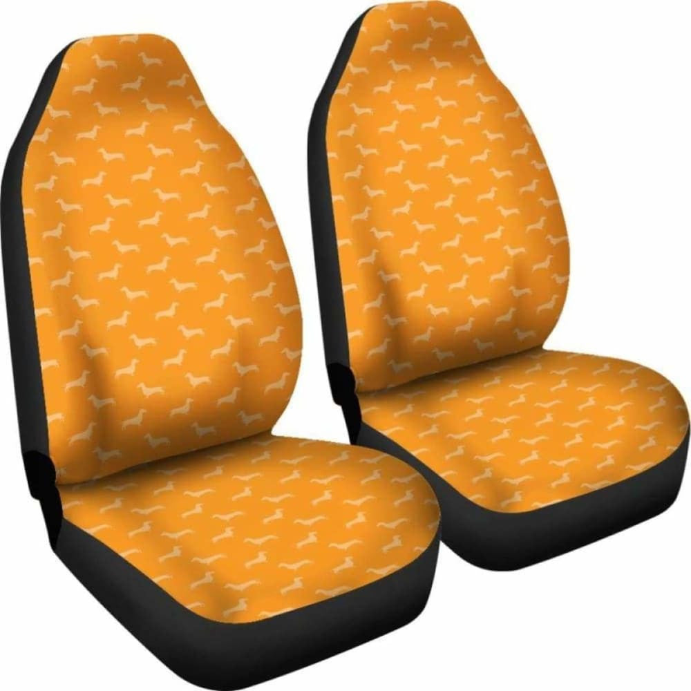 Dachshund Pattern Orange Car Seat Covers