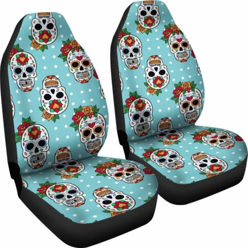 Set Of Sugar Skull Day Of The Dead Seat Covers