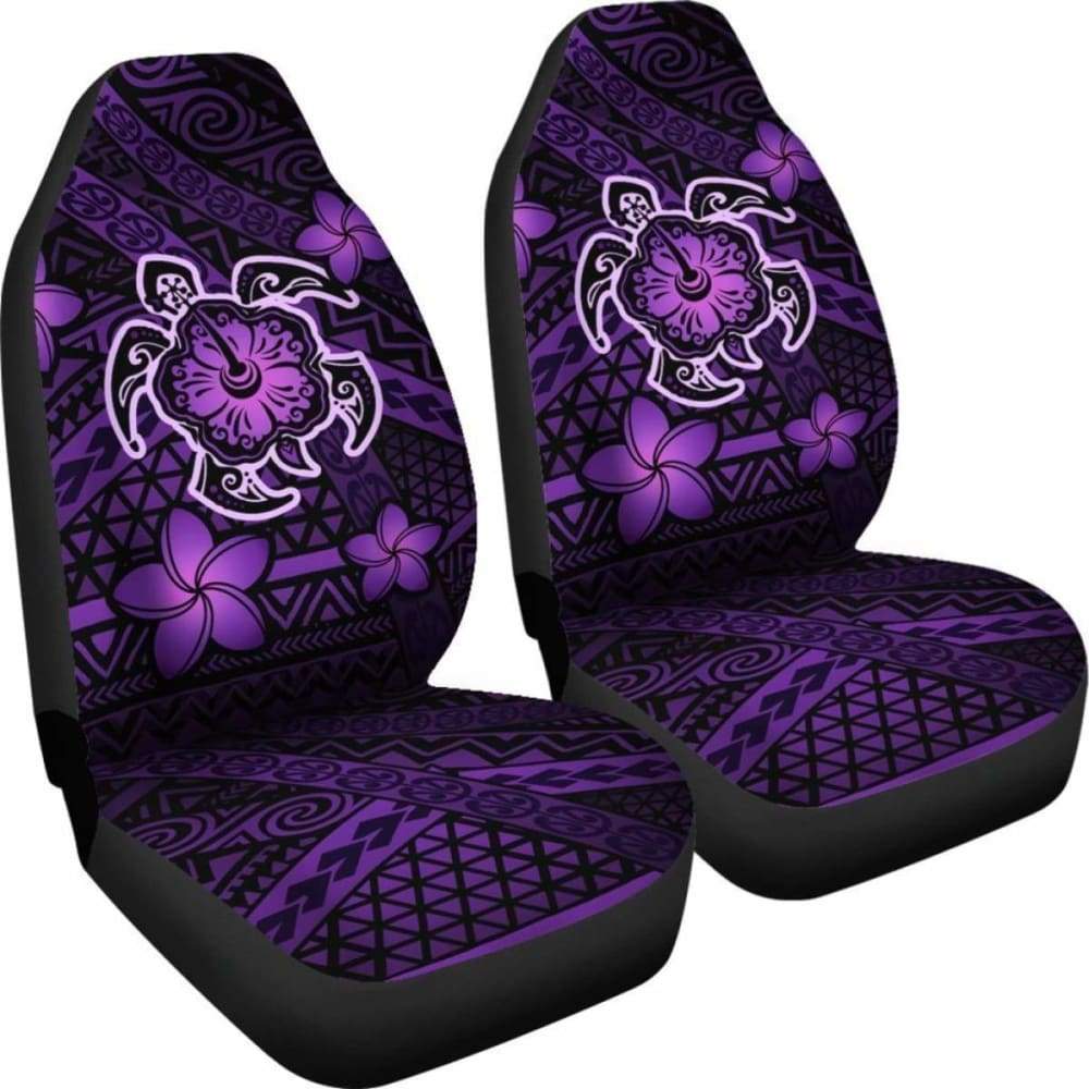 Hawaii Mix Polynesian Turtle Plumeria Car Seat Covers - Purple -