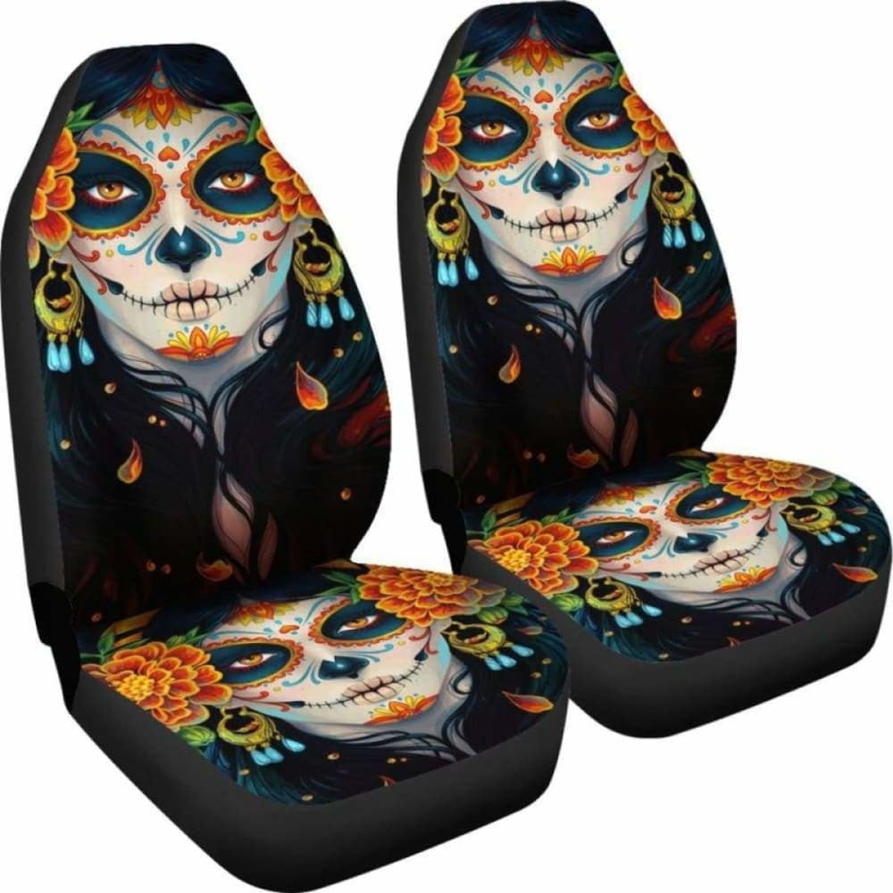 Set Of Sugar Skull Car Seat Covers
