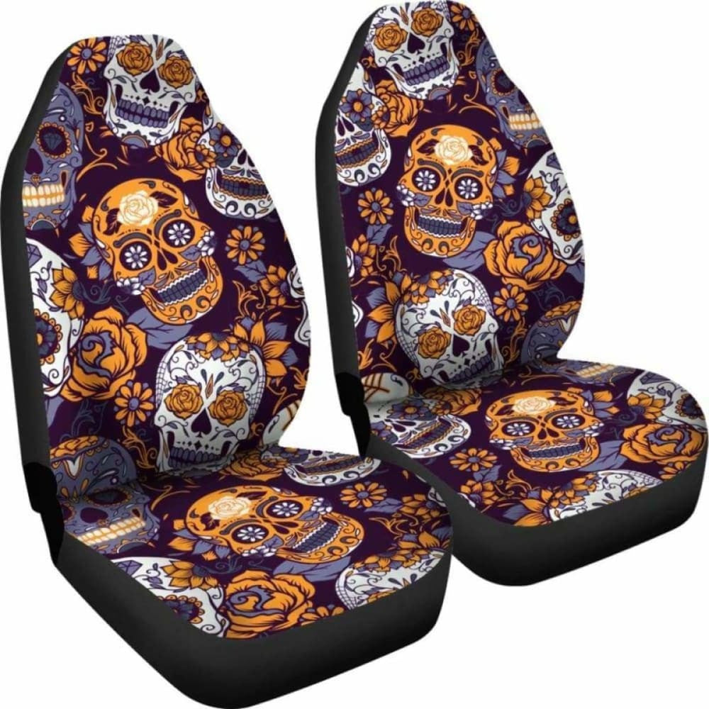 Gretta Skully Car Seat Covers - Sugar Skull - Orange