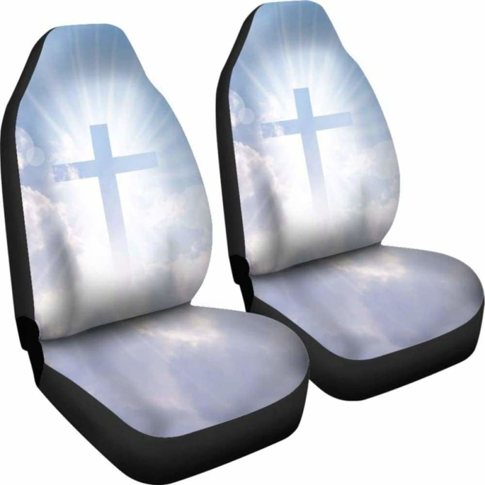 Sky Blue Cross In Clouds Car Seat Covers