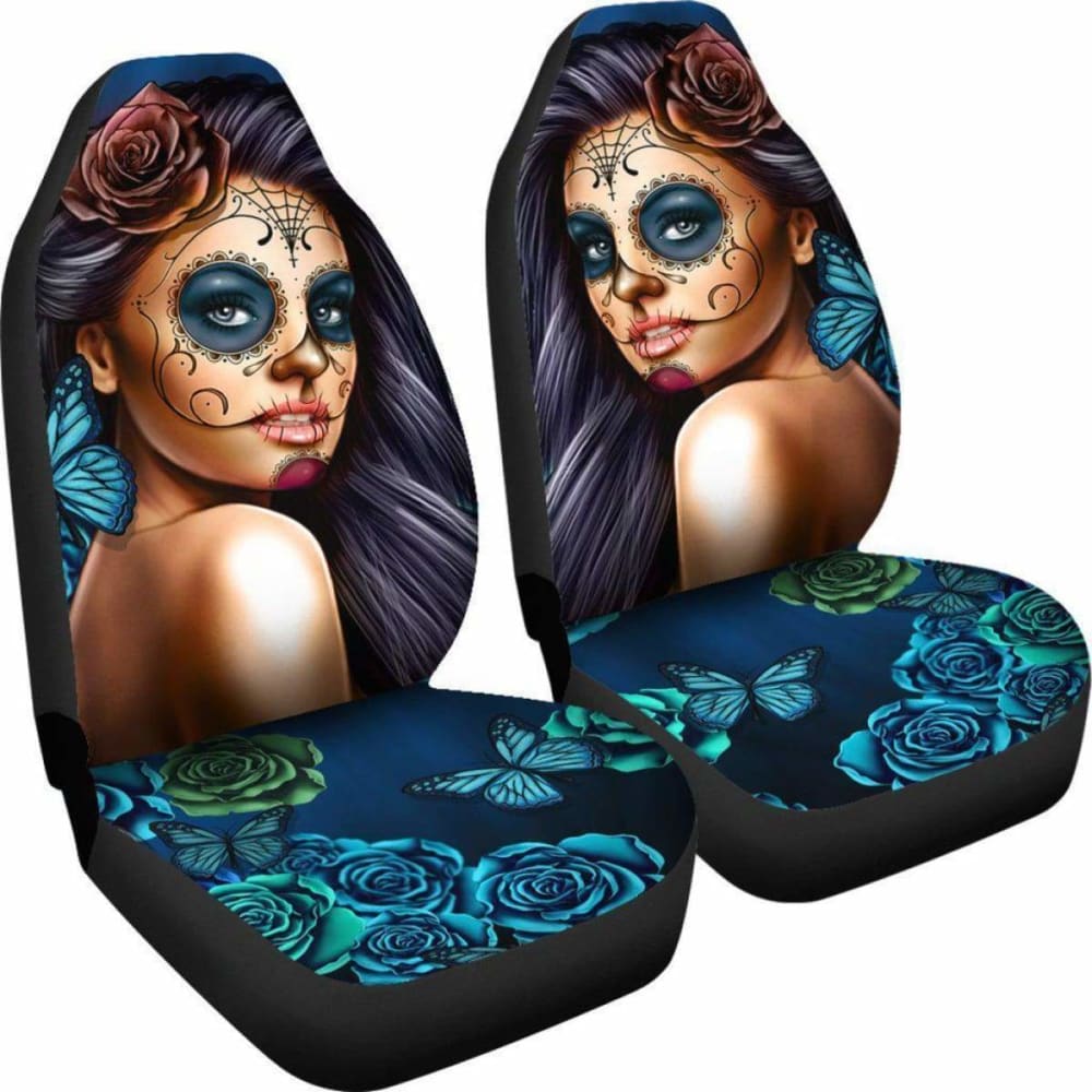 Calavera Girl - Blue - Car Seat Covers