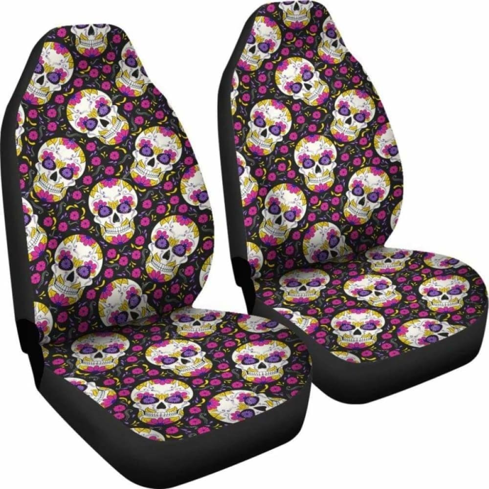Set Of Candy Sugar Skull Car Seat Covers