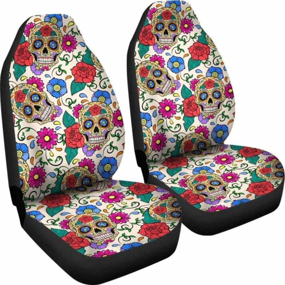 Set Of Sugar Skull Car Seat Covers