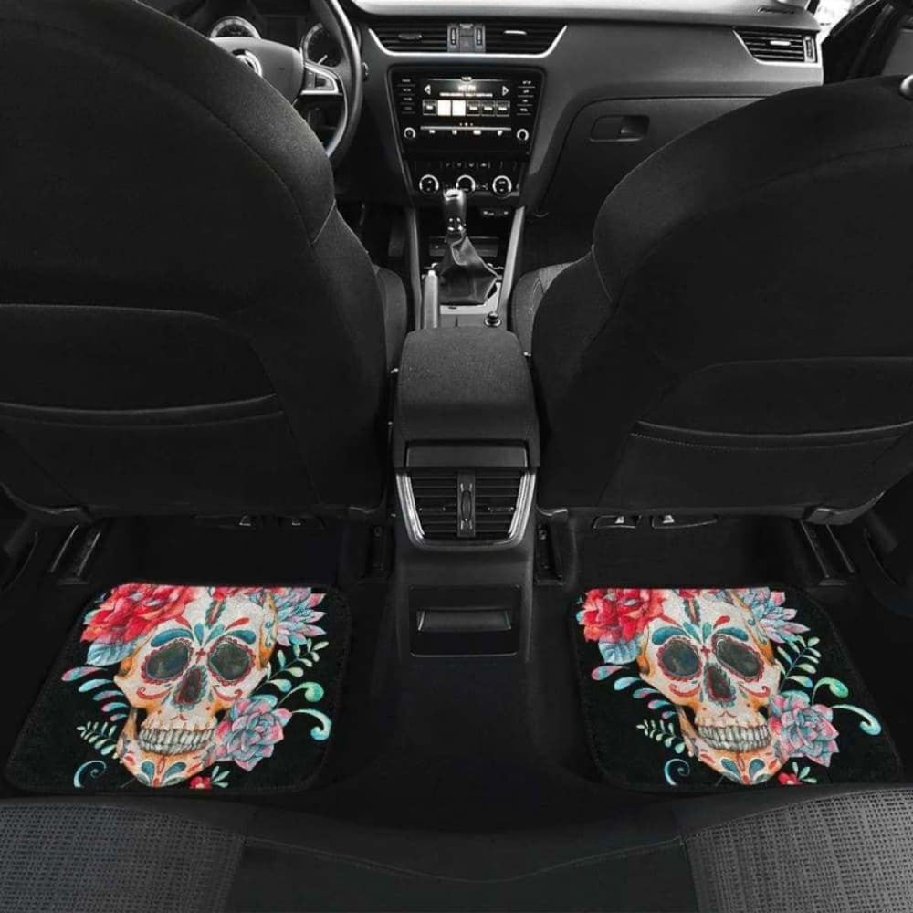 Set Of Pcs Floral Sugar Skull Car Mats
