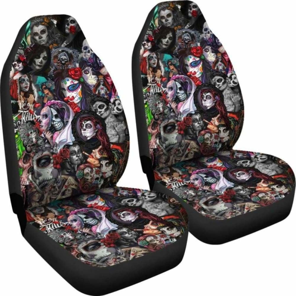 Set Sugar Skull Car Seat Covers
