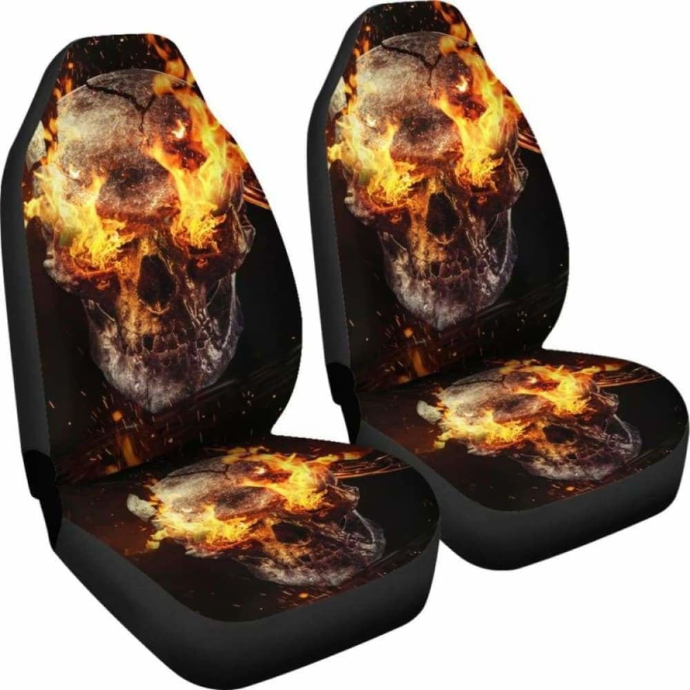 Set Pcs Gothic Flaming Skull Car Seat Covers