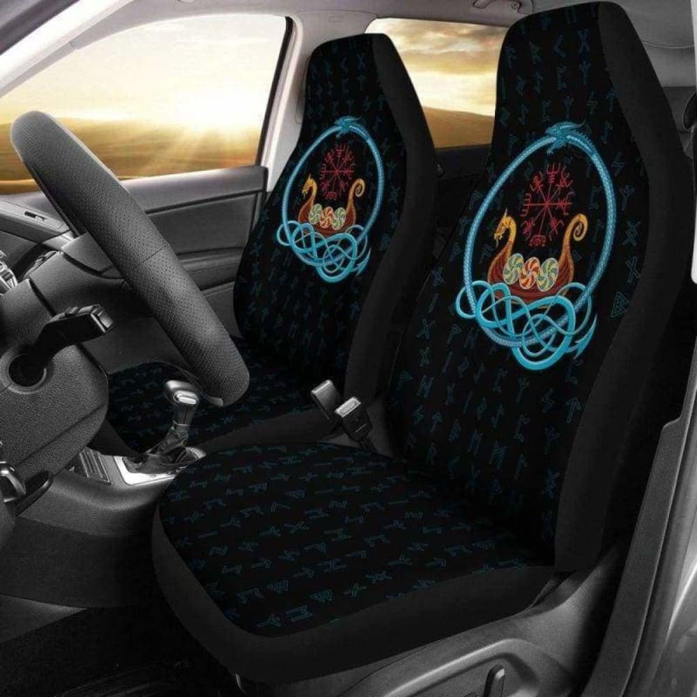 Viking Vegvisir Drakkar Longship Car Seat Covers