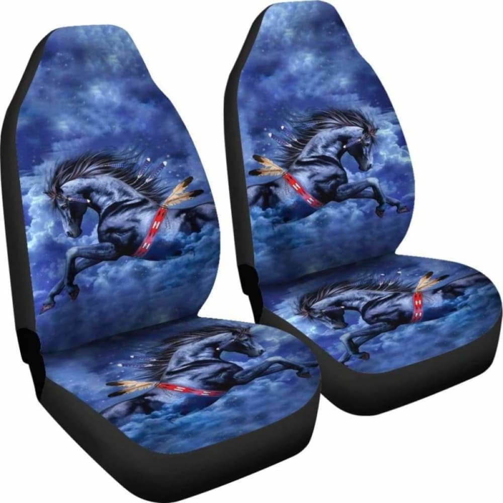 Blue Horse Car Seat Cover