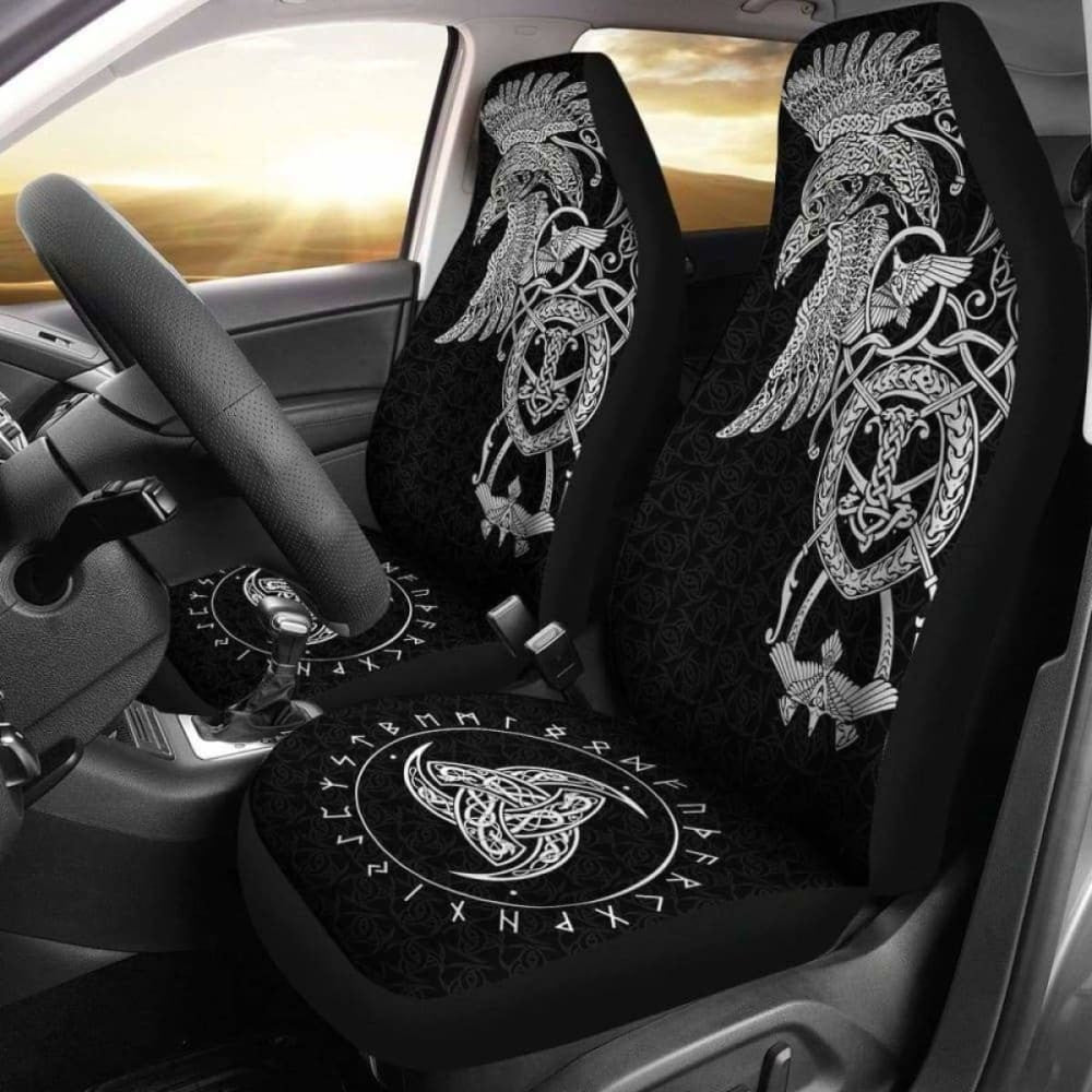 Viking Odin'S Raven Horn Of Odin Car Seat Covers