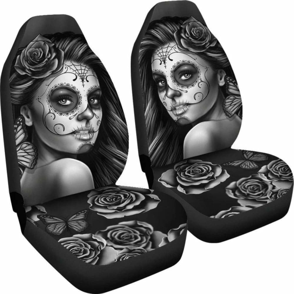 Calavera Girl - B/W - Car Seat Covers