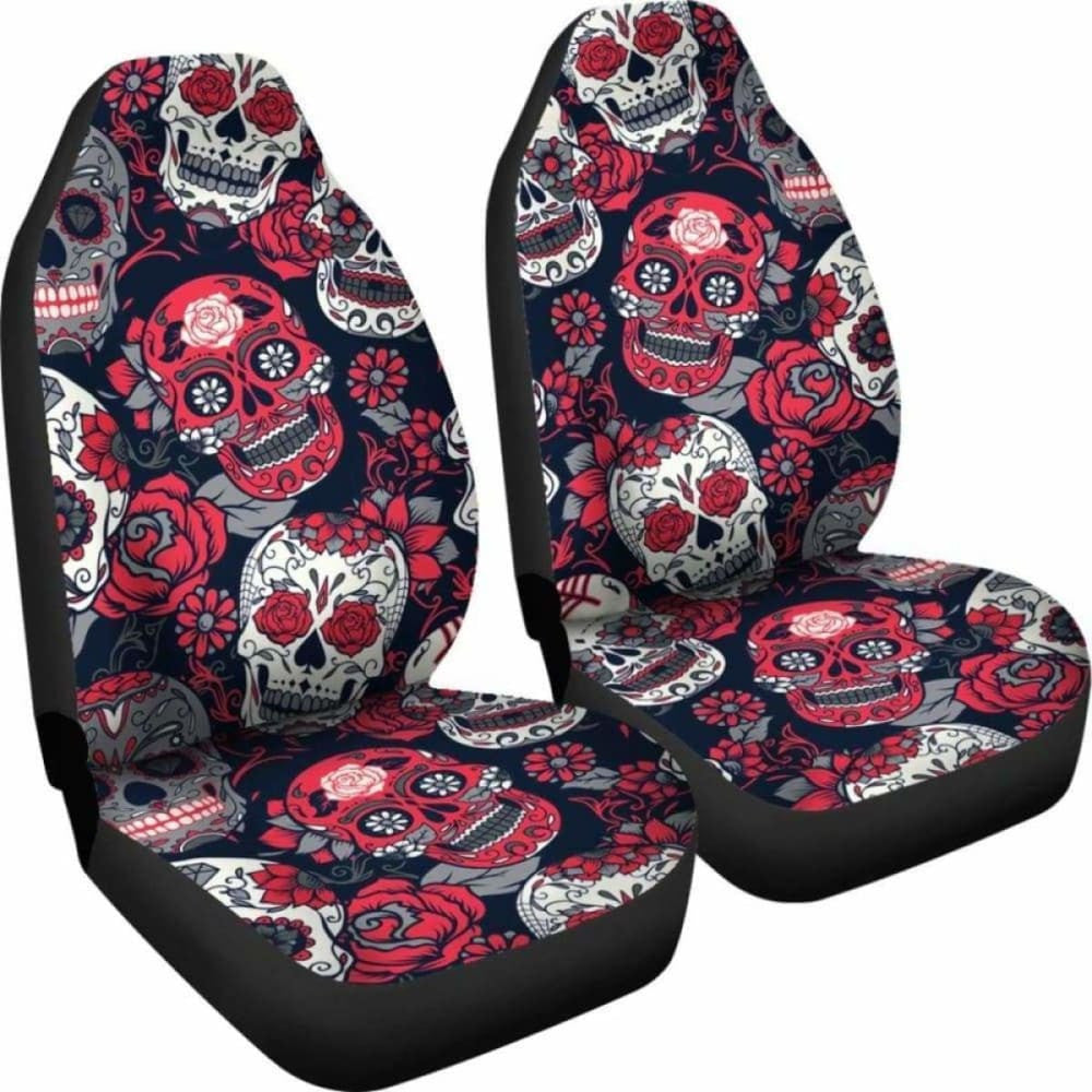 Gretta Skully Car Seat Covers - Sugar Skull - Red