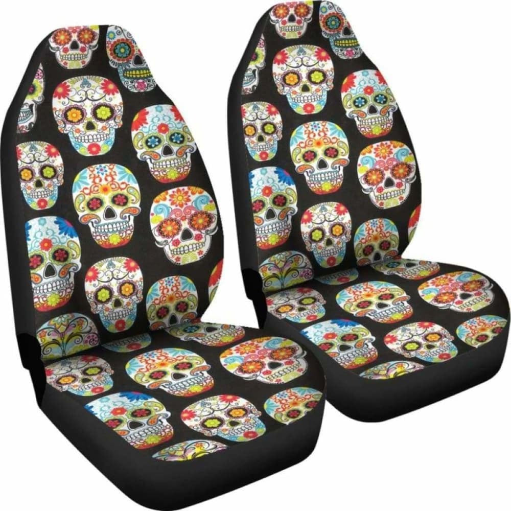 Set Of Pcs Sugar Skull Day Of The Dead Car Seat Covers