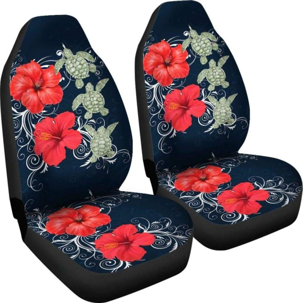 Hawaii Deep Blue Hibiscus Turtle Car Seat Covers -