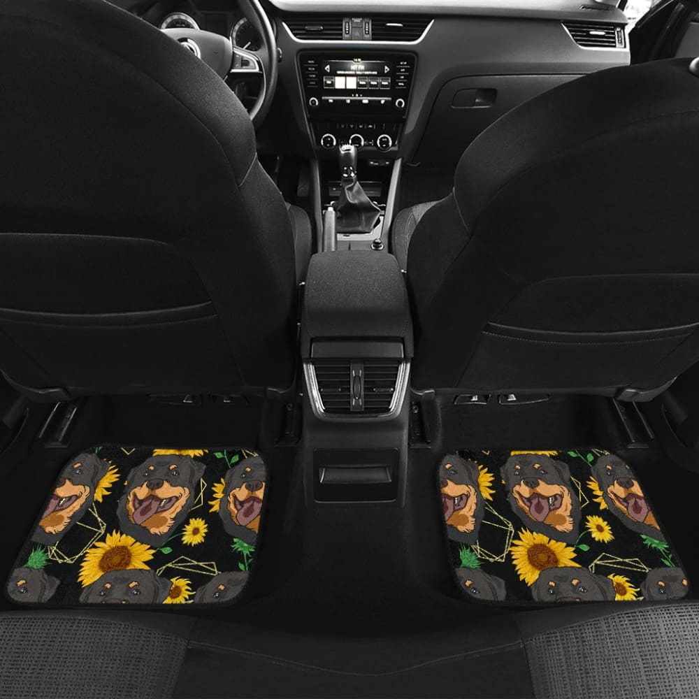 Paws With Rottweiler Sunflower Print Car Floor Mats