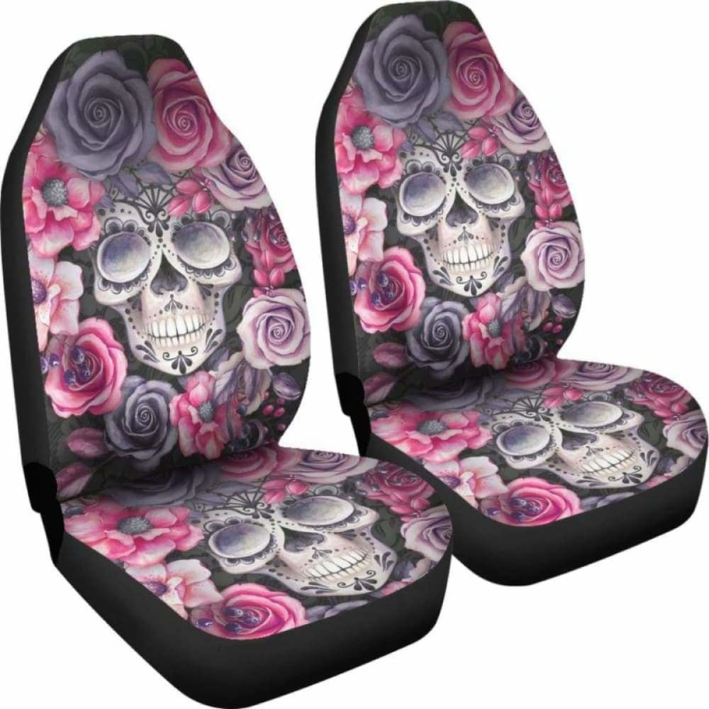 Set Sugar Skull Car Seat Cover Day Of The Dead
