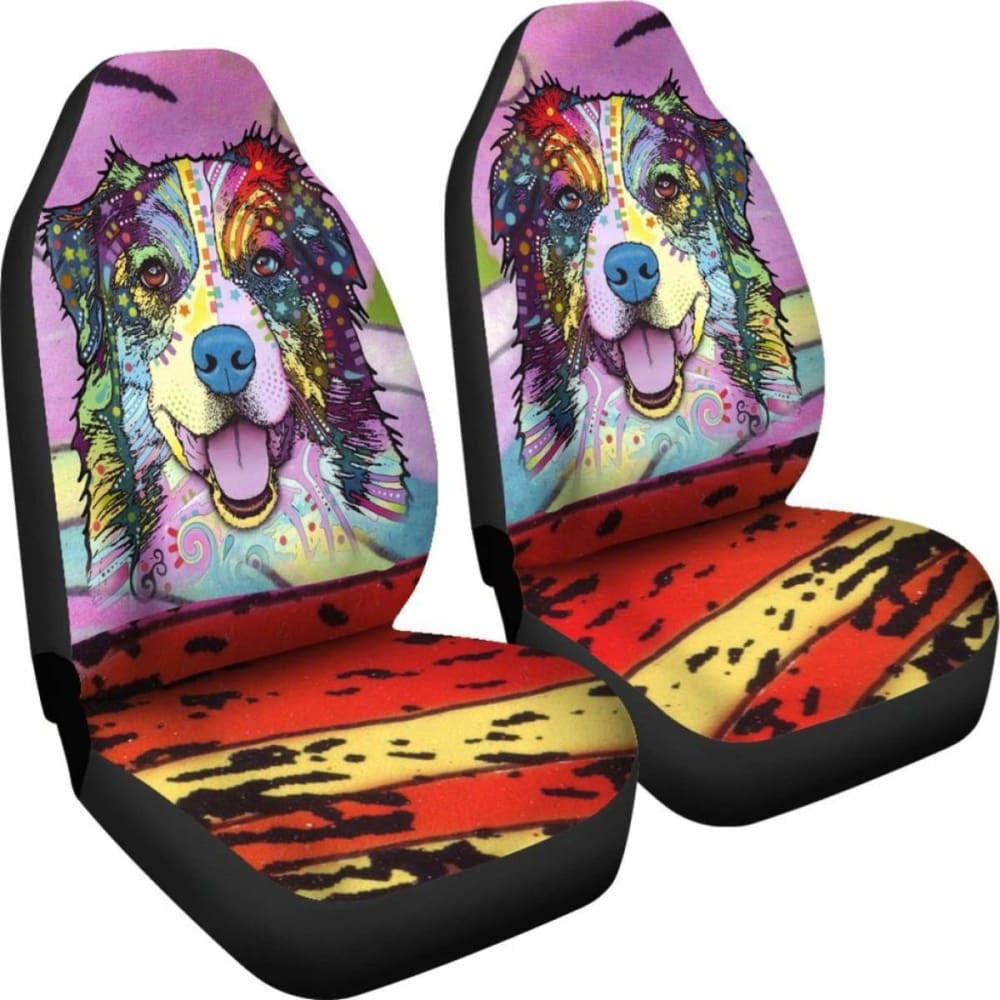 Australian Shepherd Design Car Seat Covers Colorful Back