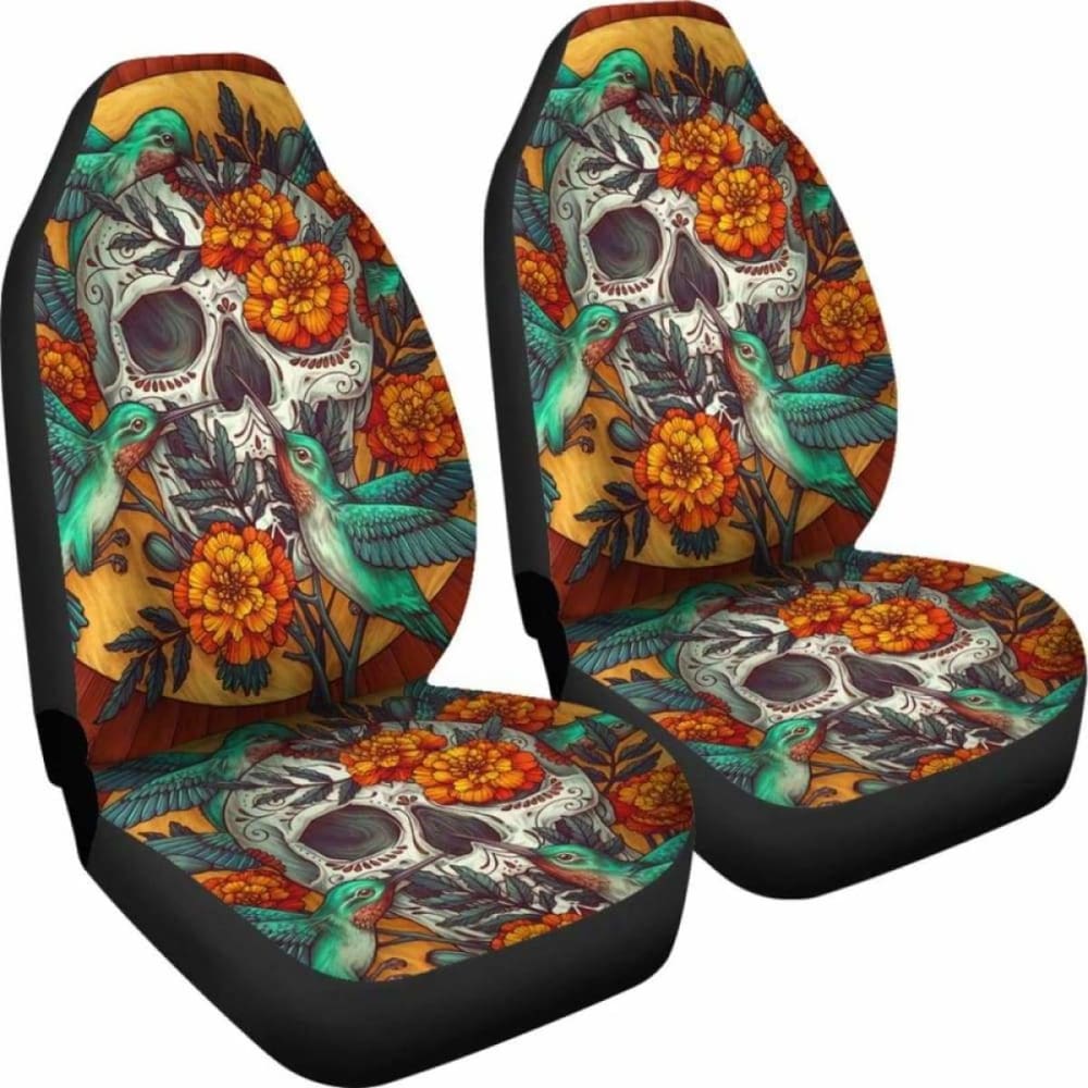 Set Of Beautiful Sugar Skull Car Seat Covers