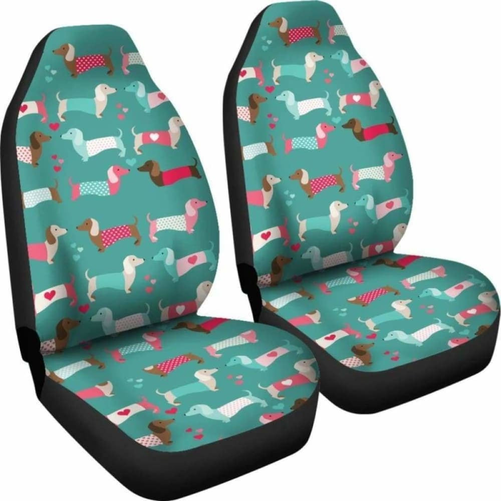 Dachshund Pattern In Blue Color Car Seat Covers