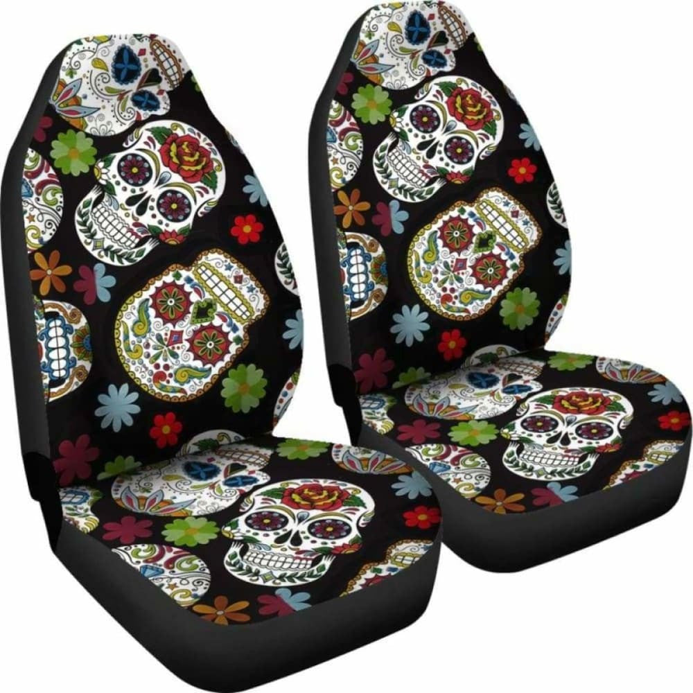 Set Of Sugar Skull Day Of The Dead Seat Covers