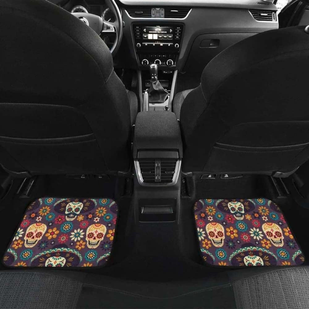 Sugar Skulls Flower Maxican Pattern Front And Back Car Mats