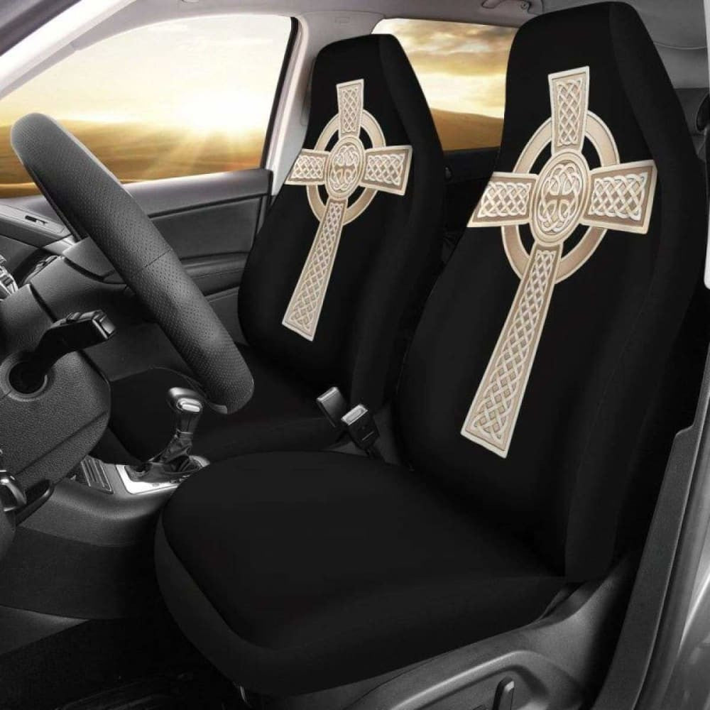 Golden Celtic Cross Car Seat Covers Amazing