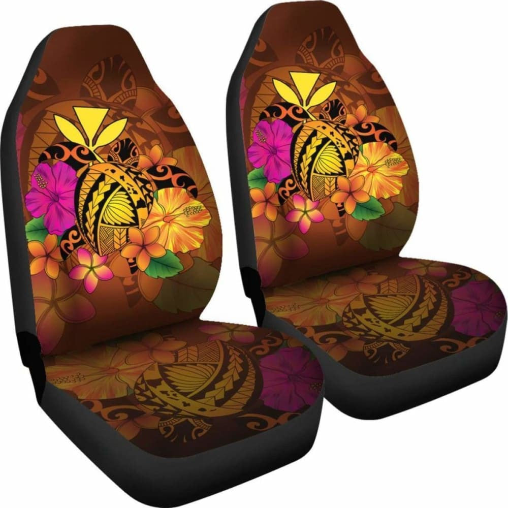 Hawaii Turtle Tribal Map Hibiscus Plumeria Car Seat Cover - New