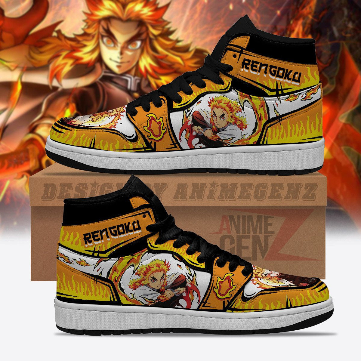Demon Slayer JD Sneakers Rengoku Anime Custom Shoes