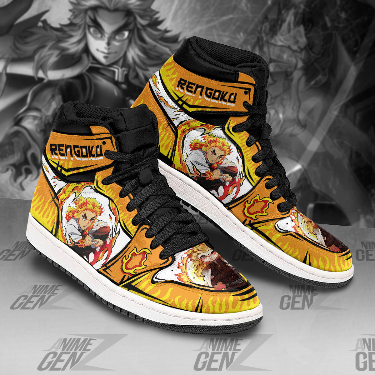 Demon Slayer JD Sneakers Rengoku Anime Custom Shoes