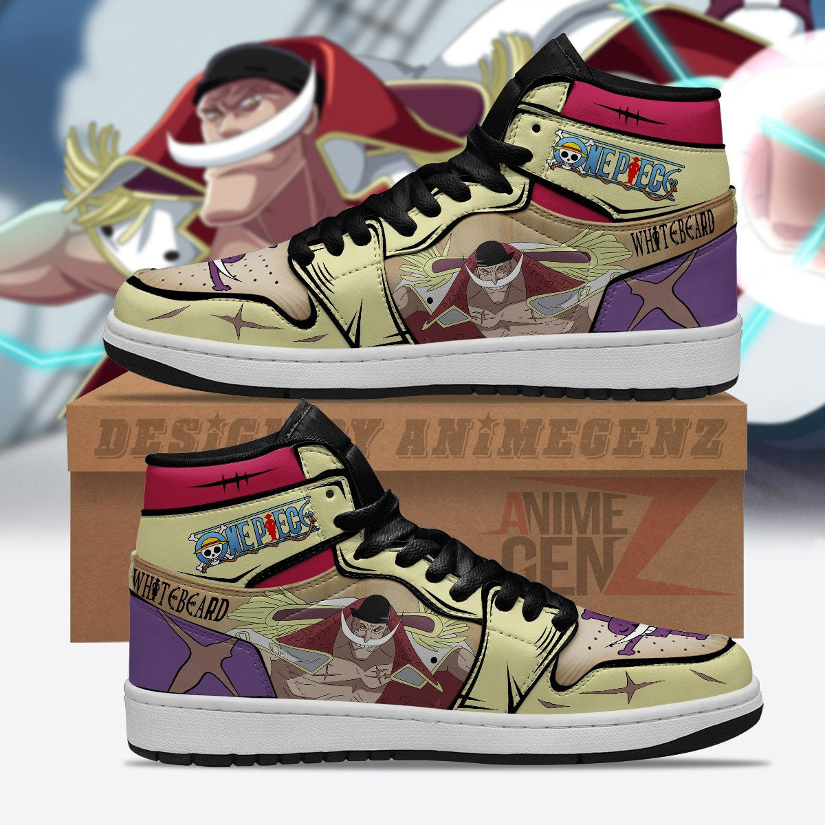 One Piece Edward Newgate Whitebeard JD Sneakers Custom Anime Shoes