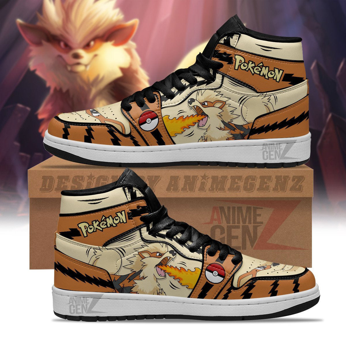 Pokemon Arcanine JD Sneakers Custom Anime Shoes