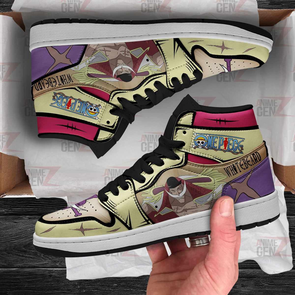 One Piece Edward Newgate Whitebeard JD Sneakers Custom Anime Shoes
