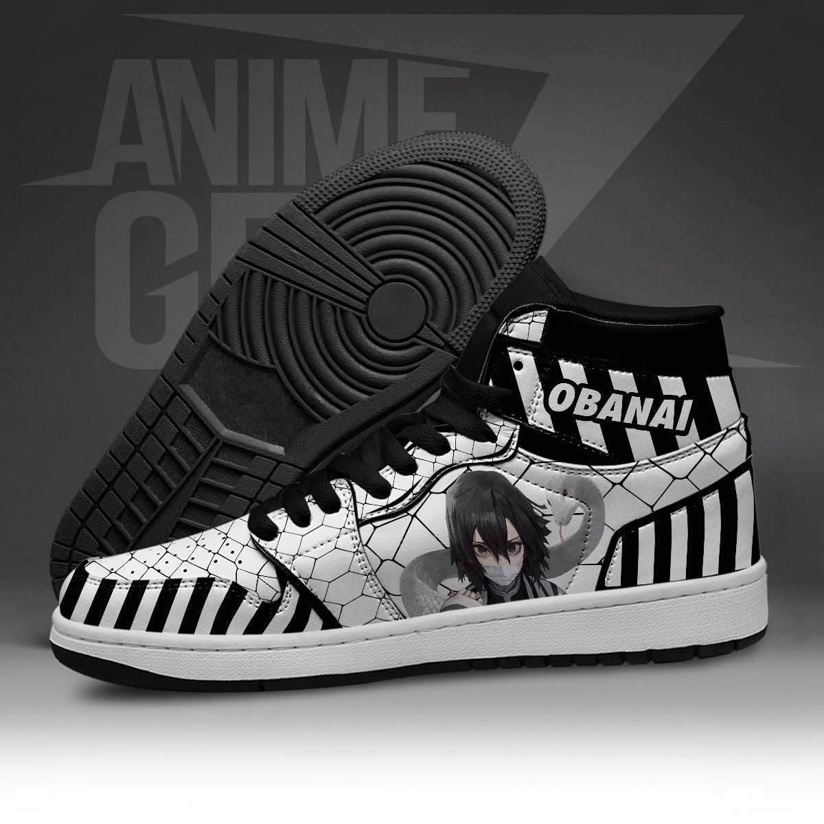 Demon Slayers Obanai Iguro Serpent Hashira JD Sneakers Custom Anime Shoes