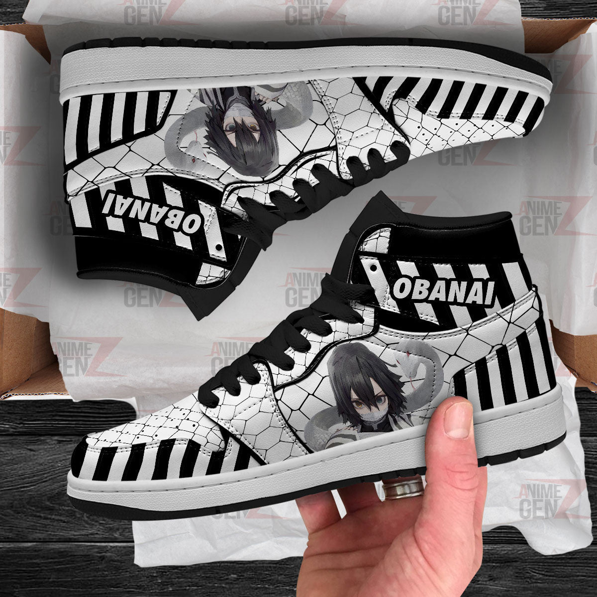 Demon Slayers Obanai Iguro Serpent Hashira JD Sneakers Custom Anime Shoes