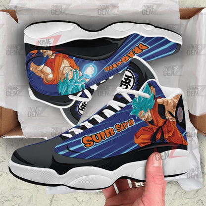 Dragon Ball Goku Super Saiyan Blue Air Jordan 13 Sneakers Custom Anime Shoes
