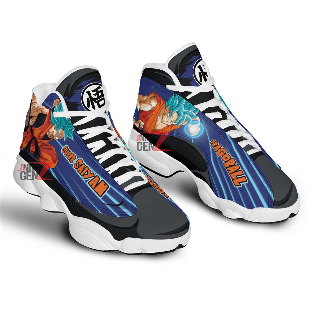 Dragon Ball Goku Super Saiyan Blue Air Jordan 13 Sneakers Custom Anime Shoes